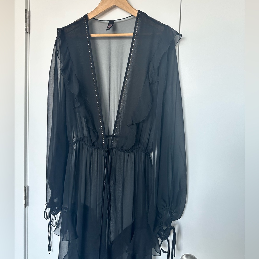 Victoria’s Secret Sheer Black Ruffle Robe - Picture 3 of 10